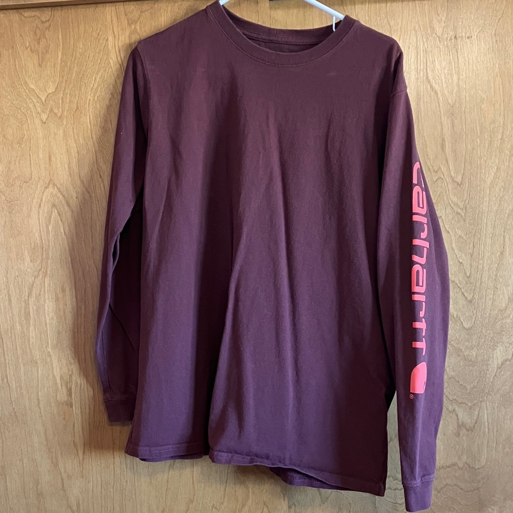 Carhartt Burgundy Long Sleeve with Pink Sleeve Logo